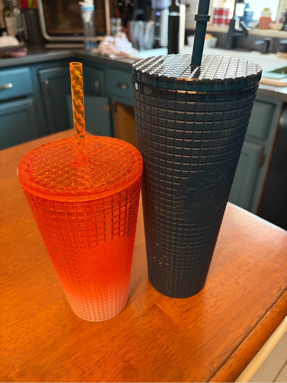 Starbucks Orange Ombre & Black Textured Reusable Cold Cups